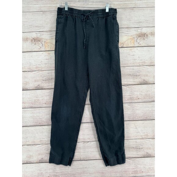 COS Linen Drawstring Casual‎ Pants Women's Size 8 Black/Gray/Charcoal - Picture 1 of 11